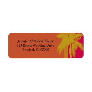 Orange Wedding Colours Palm Tree Labels