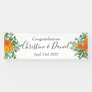 Orange Wedding Peony Rose Floral Banner