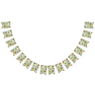 Orange Wedding Peony Rose Floral Bunting