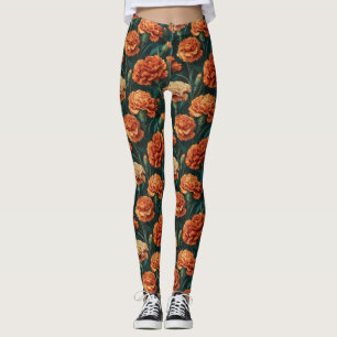 Orange Weightlifting Carnation Petal Gift  For  Leggings