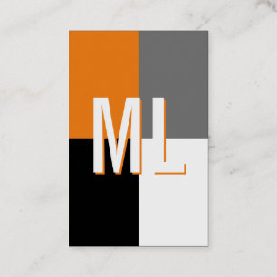 Orange weiß Monogram Hochformat Visitenkarte Business Card