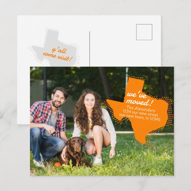 Orange We've Moved - Dotted Texas Moving Postcard (Front/Back)