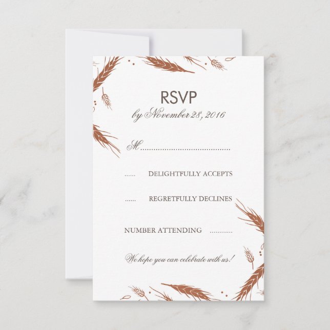 Orange Wheat Fall Wedding RSVP Invitation (Front)
