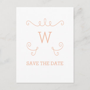Orange Whimsical Flourish Save the Date Postcard