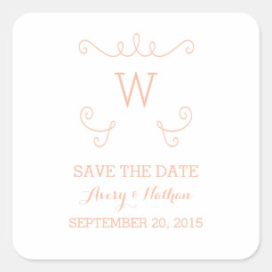 Orange Whimsical Flourish Save the Date Stickers