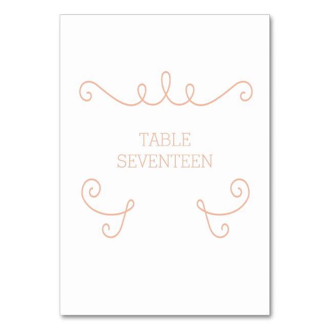 Orange Whimsical Flourish Table Card (Front)