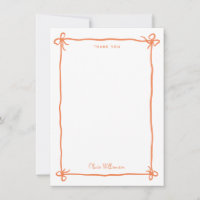 Orange Whimsical Ribbon Bow Hand Drawn Border