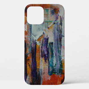 Orange white and black abstract painting iPhone 12 case