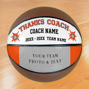 Orange White and Black Basketball Coach Gifts