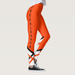 Orange, White and Black Cheerleader Leggings<br><div class="desc">Cheerleader Leggings- Featuring a orange, white and black silhouette cheerleader megaphone and pompoms. Makes a great gift for any cheerleader. More colours available to choose from. If you are looking for a certain colour(s) please contact me. Made with high quality vector art for a sharp professional print. Lots of matching...</div>