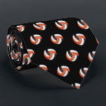 Orange, White and Black Volleyball Tie<br><div class="desc">Volleyball Sport Men's Tie - Two side print. Featuring an orange, white and black sport volleyball pattern on a black background. A great gift for a volleyball player, volleyball fan or volleyball team coach, a fun sports design. More colours are available if you can't find your colours, please contact me....</div>