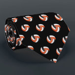 Orange, White and Black Volleyball Tie<br><div class="desc">Volleyball Sport Men's Tie - Two side print. Featuring an orange, white and black sport volleyball pattern on a black background. A great gift for a volleyball player, volleyball fan or volleyball team coach, a fun sports design. More colours are available if you can't find your colours, please contact me....</div>