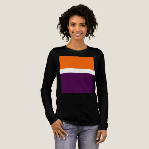 Orange White and Purple Plain Colour Block Design Tri-Blend Shirt
