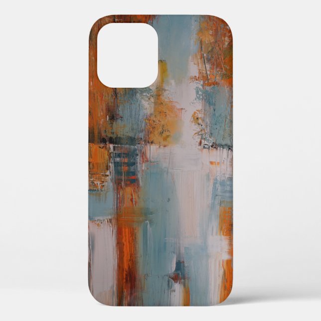 Orange, white, and teal abstract painting Case-Mate iPhone case (Back)