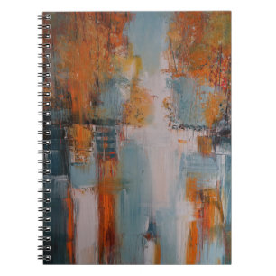 Orange, white, and teal abstract painting notebook