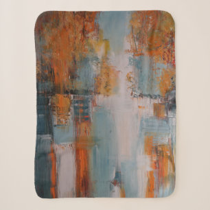 Orange, white, and teal abstract painting sherpa blanket