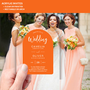 Orange White Arch Acrylic Wedding Invites Modern Invitations