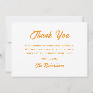 Orange White Baby Shower Here Comes The Son Sun Thank You Card