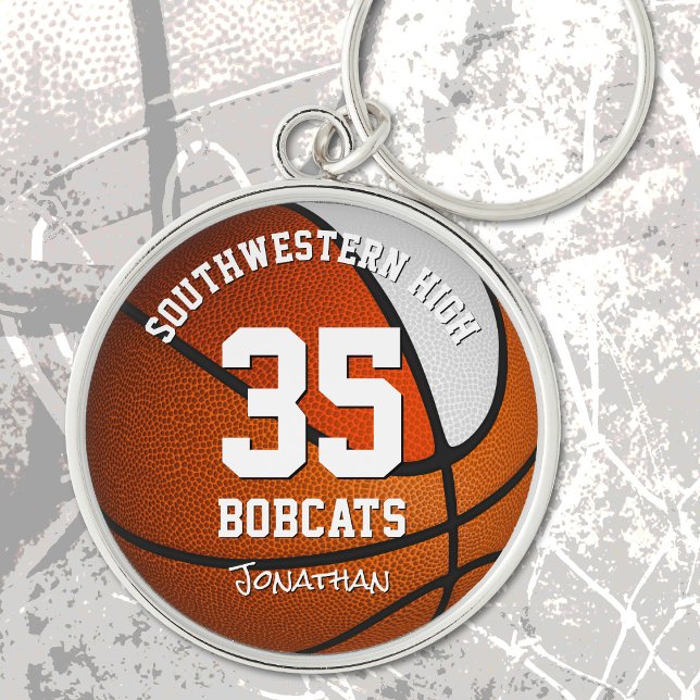orange white basketball boy girl jersey number key ring (Creator Uploaded)