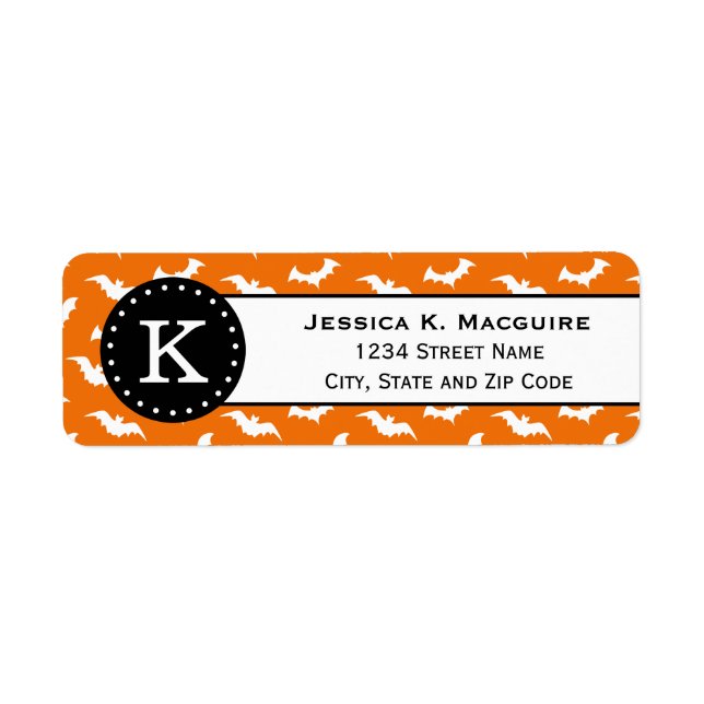 Orange White Bat Pattern Black Monogram (Front)