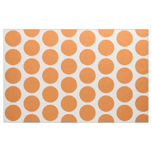Orange White Big Polka Dots Fabric