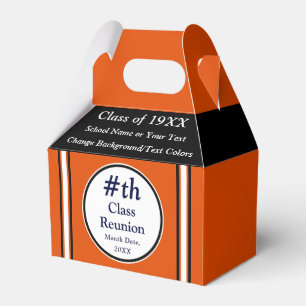 Orange, White, Black, Class Reunion Favour Boxes