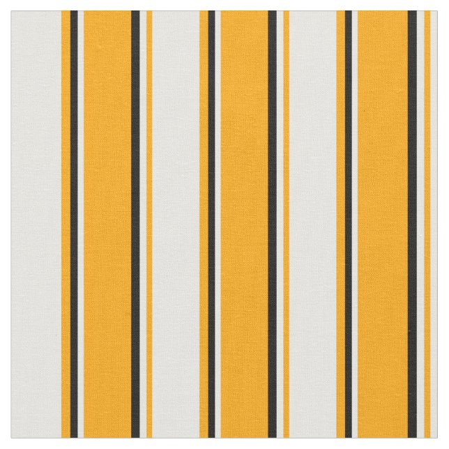 Orange, White & Black Coloured Lines Pattern Fabric (Close Up)