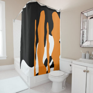 Orange White Black Coral Shower Curtain