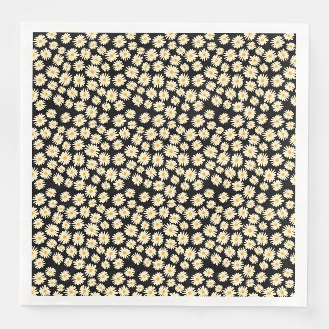 Orange white black daisy flower pattern napkin (Front)