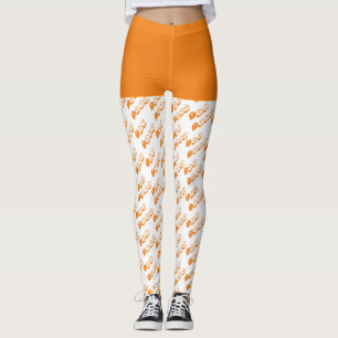 Orange White Boo Typography Pattern Halloween Leggings