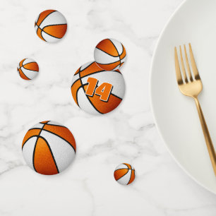 orange white boys girls basketball birthday party confetti