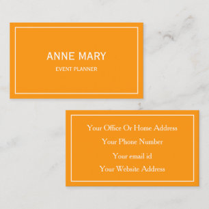 Orange White Bright Fall Colourful Event Planner Business Card