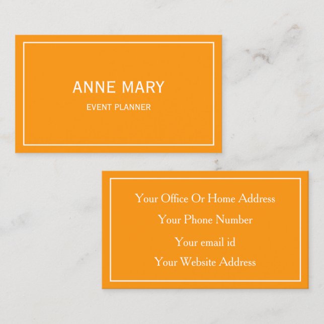 Orange White Bright Fall Colourful Event Planner  Business Card (Front/Back)