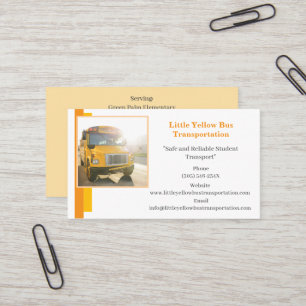 Orange White Bus Driver Yellow School Bus Business Card