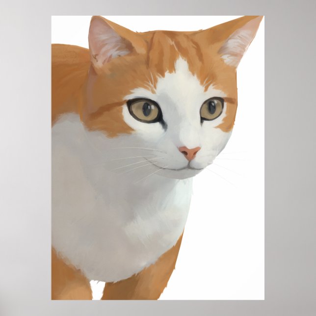 Orange & White Cat Portrait Poster (Front)