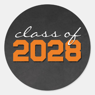 Orange & White Chalkboard Graduation Stickers