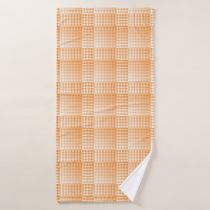 Orange White Checker Abstract Pattern Bath Towel