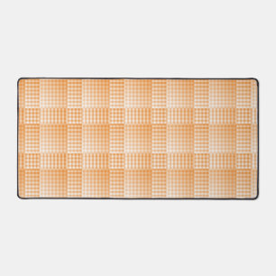 Orange White Checker Abstract Pattern Desk Mat