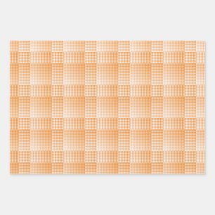 Orange White Checker Abstract Pattern Wrapping Paper Sheet