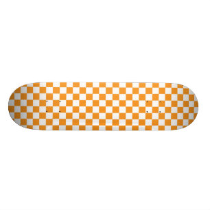 Orange & White Chequerboard Skateboard