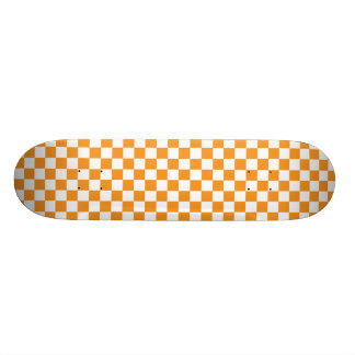 Orange & White Chequerboard Skateboard