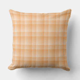 Orange White Chequered Abstract Pattern Cushion
