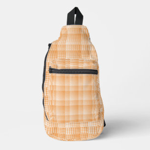 Orange White Chequered Abstract Pattern Sling Bag