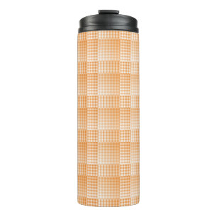 Orange White Chequered Abstract Pattern Thermal Tumbler