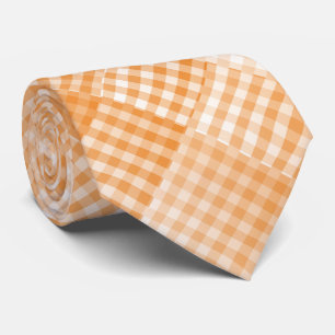 Orange White Chequered Abstract Pattern Tie