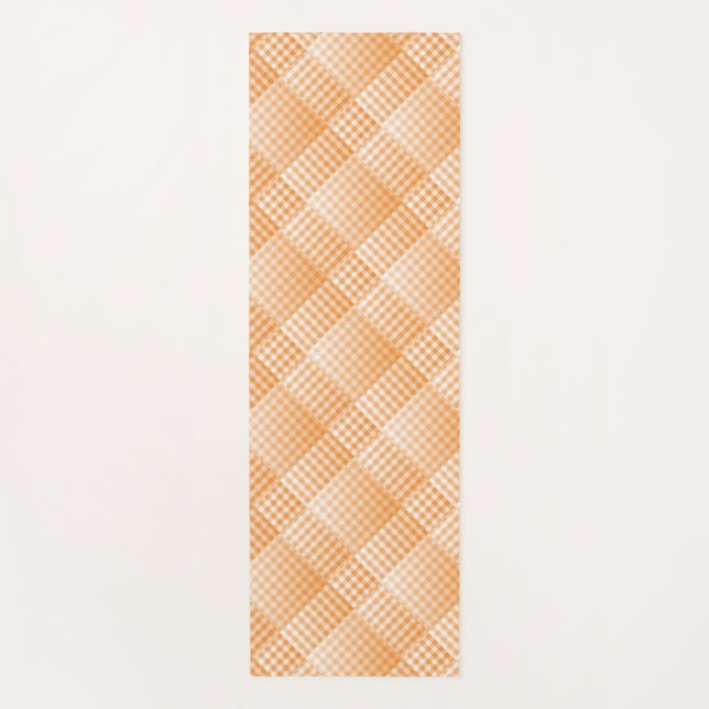 Orange White Chequered Abstract Pattern Yoga Mat (Front)