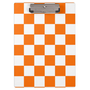 Orange White Chequered Check Pattern Clipboard