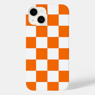 Orange White Chequered Check Pattern iPhone Case