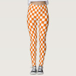 Orange White Chequered Check Pattern Leggings<br><div class="desc">Orange and White Check Chequered Geometric Squares Pattern Design</div>