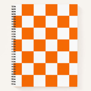 Orange White Chequered Check Pattern Notebook